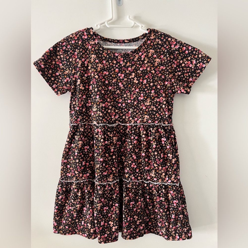 Old Navy Girls Black and Pink Floral Kids Dress